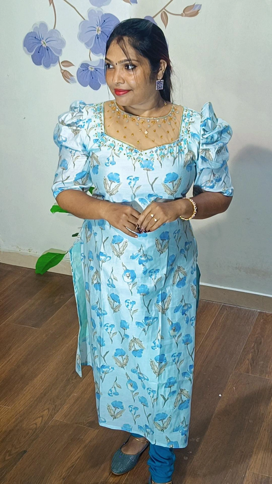 Modal silk transparent neck slited